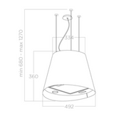 JUNO BL/F/50 – Mat zwarte hangende dampkap met strak design en ledverlichting