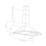 Elica SUN LITE IX/A/60 compacte wanddampkap, 60 cm breed, met krachtige afzuiging en LED-verlichting