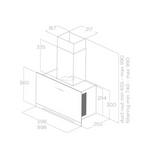 Moderne Elica APLOMB BL/A/90 dampkap in zwart design, ideaal voor grote kookplaten.