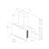 Moderne Elica APLOMB BL/A/90 dampkap in zwart design, ideaal voor grote kookplaten.